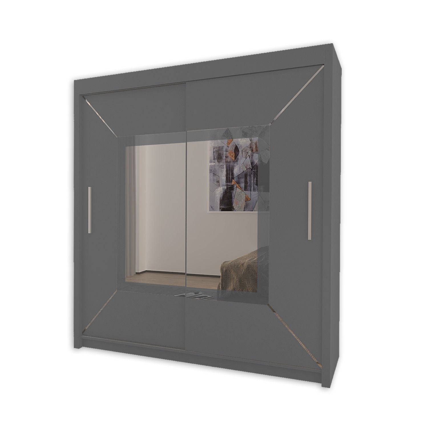 VENICE Sliding Door Wardrobe with Mirrors – 150cm, 180cm, 203cm – Modern Storage with Shelves & Hanging Rails