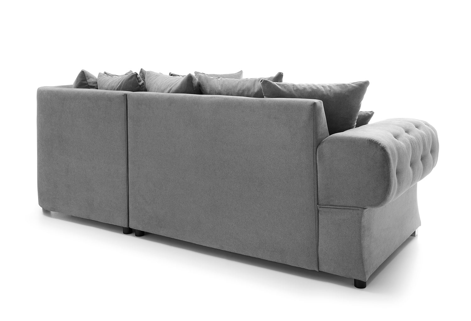 Verona Chenille Corner Sofa – Scroll Arm Tufted Design – 2, 3, or Corner Seater – Chrome Legs