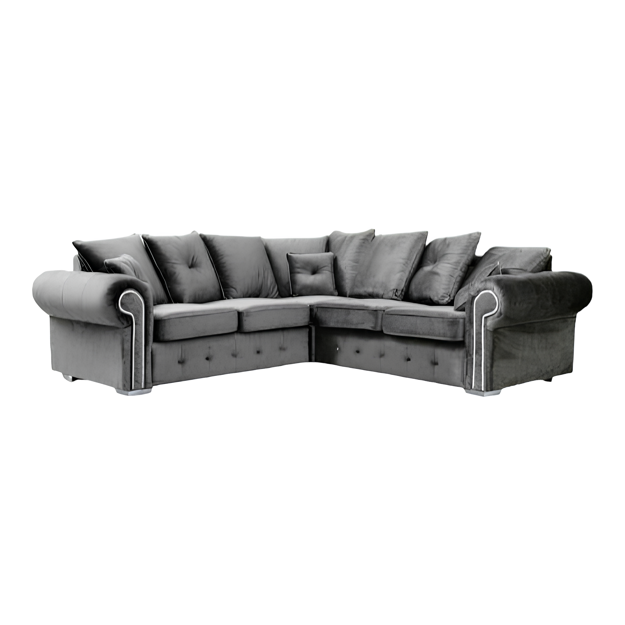 Ashwin Plush Velvet Sofa – Corner, 2-Seater, or 3-Seater – Thick Foam Seating & Scatter Cushions – Multiple Colours