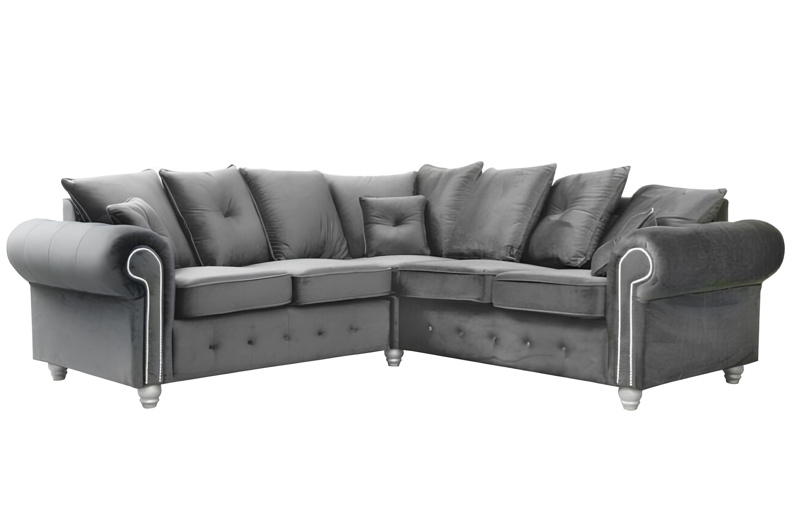 Ashwin Plush Velvet Sofa – Corner, 2-Seater, or 3-Seater – Thick Foam Seating & Scatter Cushions – Multiple Colours