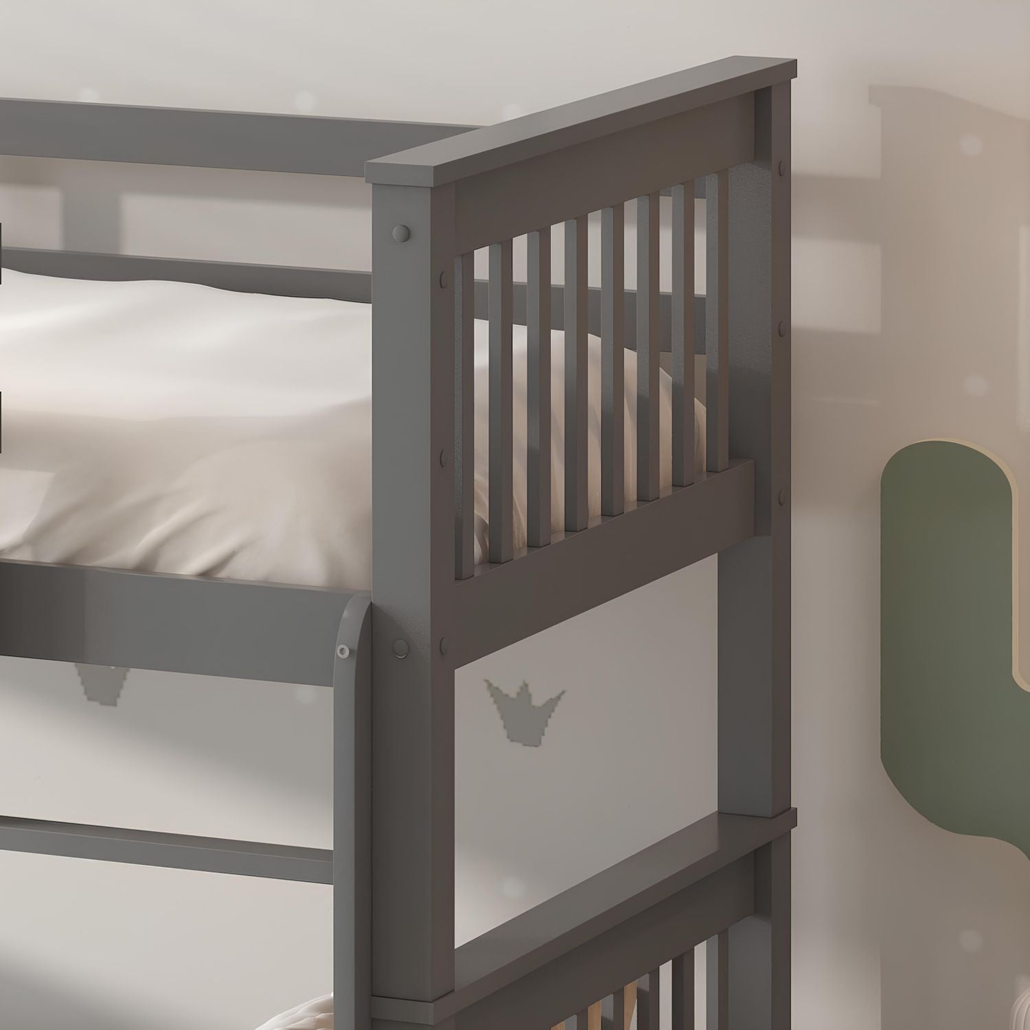 Lily Wooden Bunk Bed with Pull-Out Trundle – Solid Pine Space-Saving Frame – Kids Bedroom Furniture