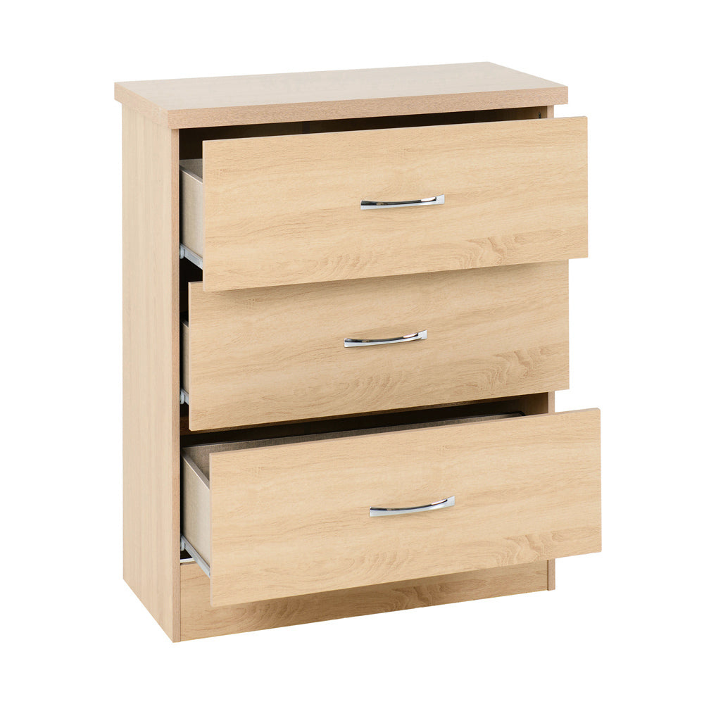 3-Drawer Bedside Table – Compact Nightstand with Storage – Multiple Finishes – Modern Bedroom Furniture