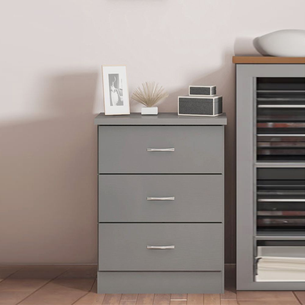 3-Drawer Bedside Table – Compact Nightstand with Storage – Multiple Finishes – Modern Bedroom Furniture