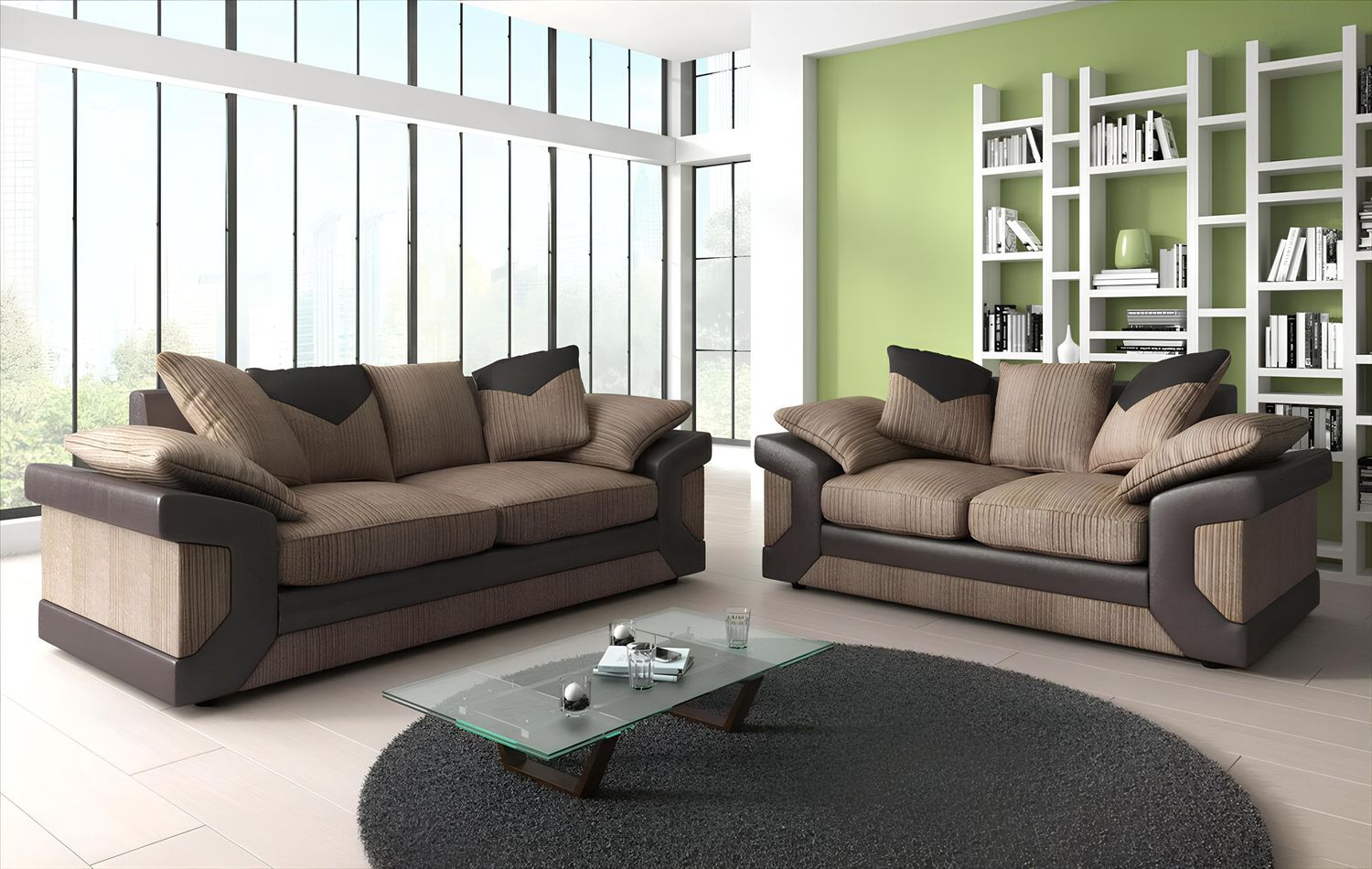 Dino Cord Fabric Corner Sofa with Footstool – 2, 3 Seater or Corner – Soft Corduroy Upholstery – Extra Bed Option