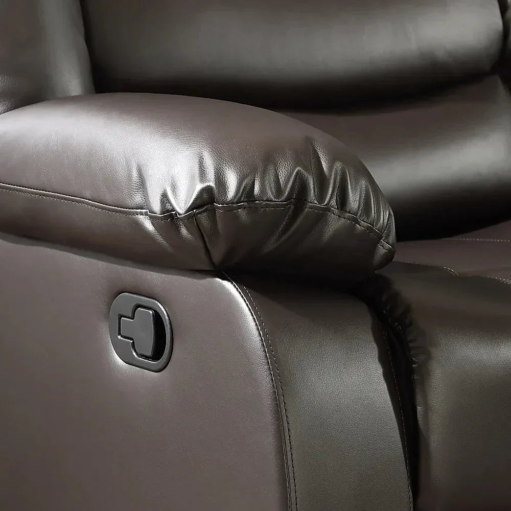 Roma Recliner Sofa Set in Air Leather – 3+2+1 Seater with Cup Holders – Black or Brown