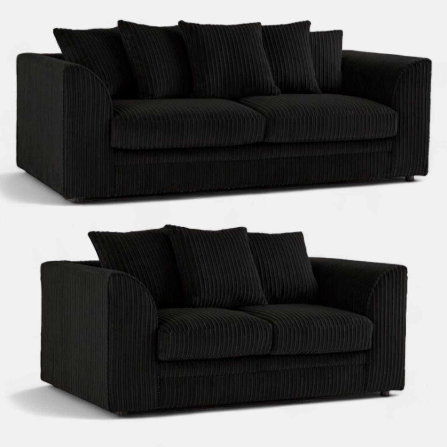 Manny Jumbo Cord Sofa – 2 or 3 Seater – Memory Foam Cushions – Scatter Back – Multiple Colours