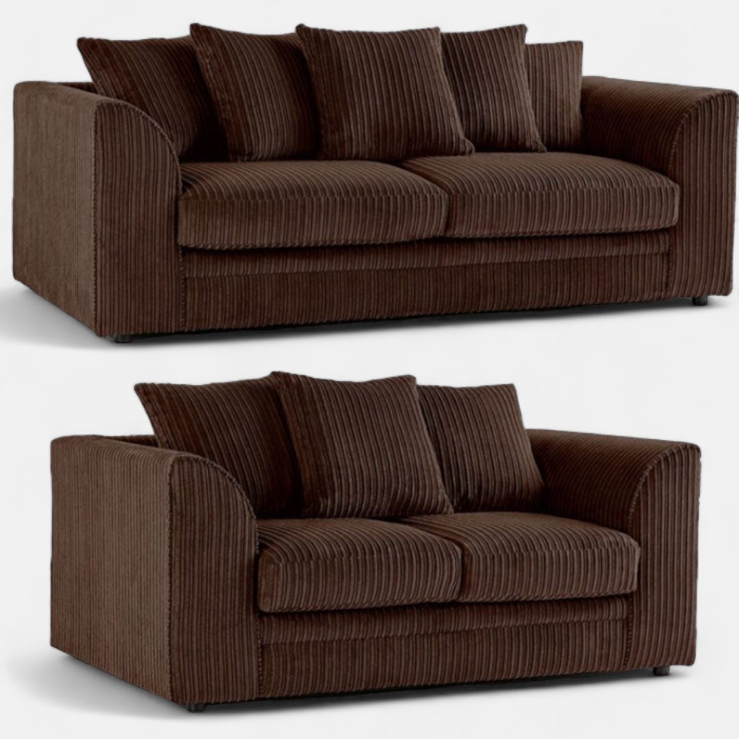 Manny Jumbo Cord Sofa – 2 or 3 Seater – Memory Foam Cushions – Scatter Back – Multiple Colours