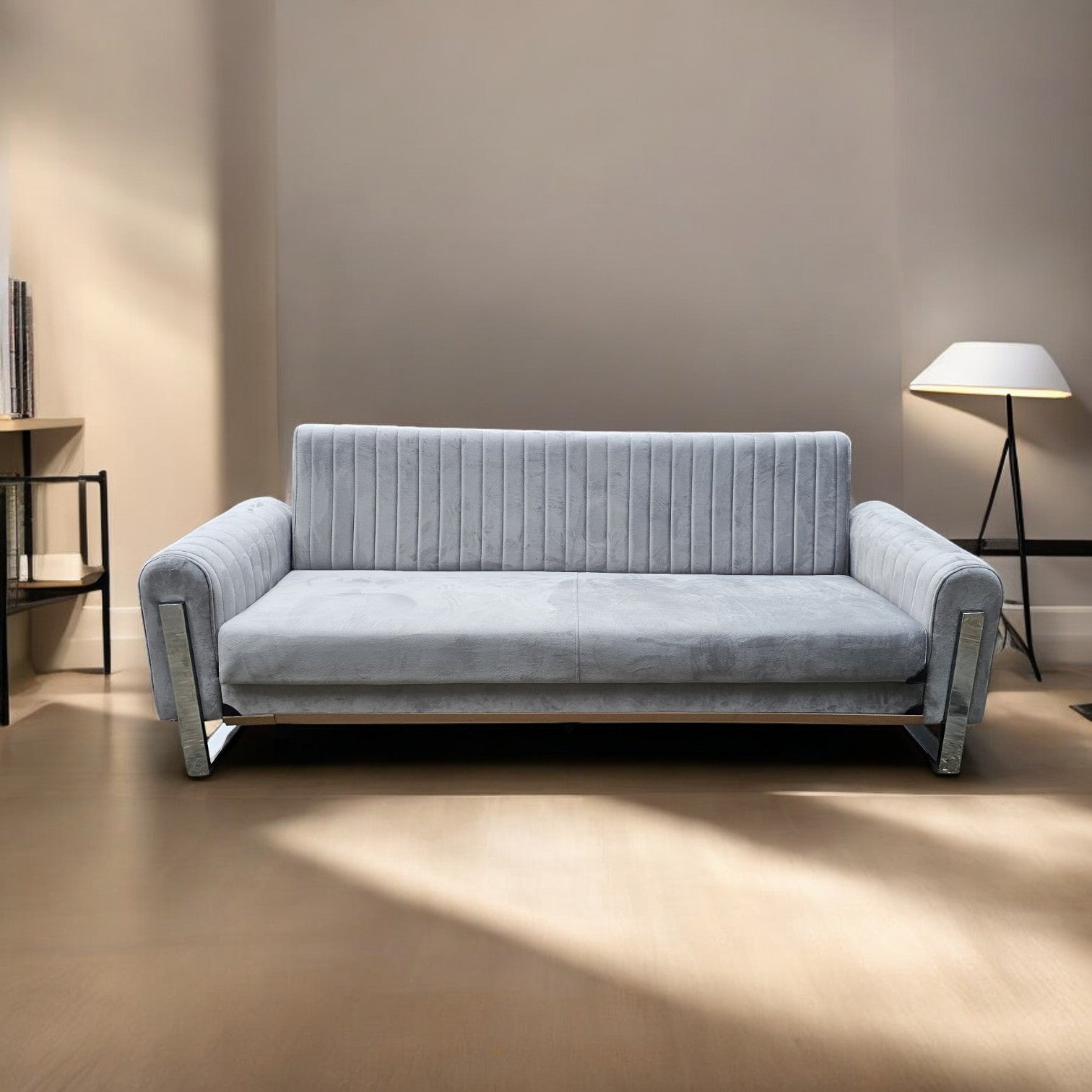Houston 3-Seater Sofa Bed with Storage – Foam Cushion Click-Clack Sofa with 2 Cushions –