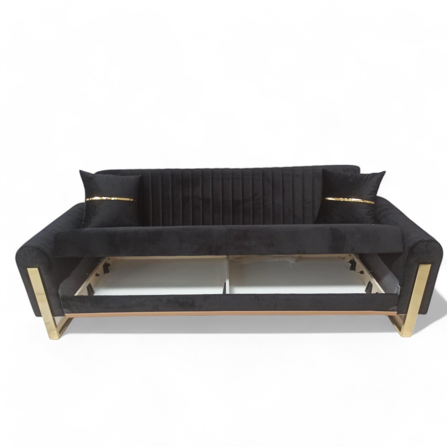 Houston 3-Seater Sofa Bed with Storage – Foam Cushion Click-Clack Sofa with 2 Cushions –
