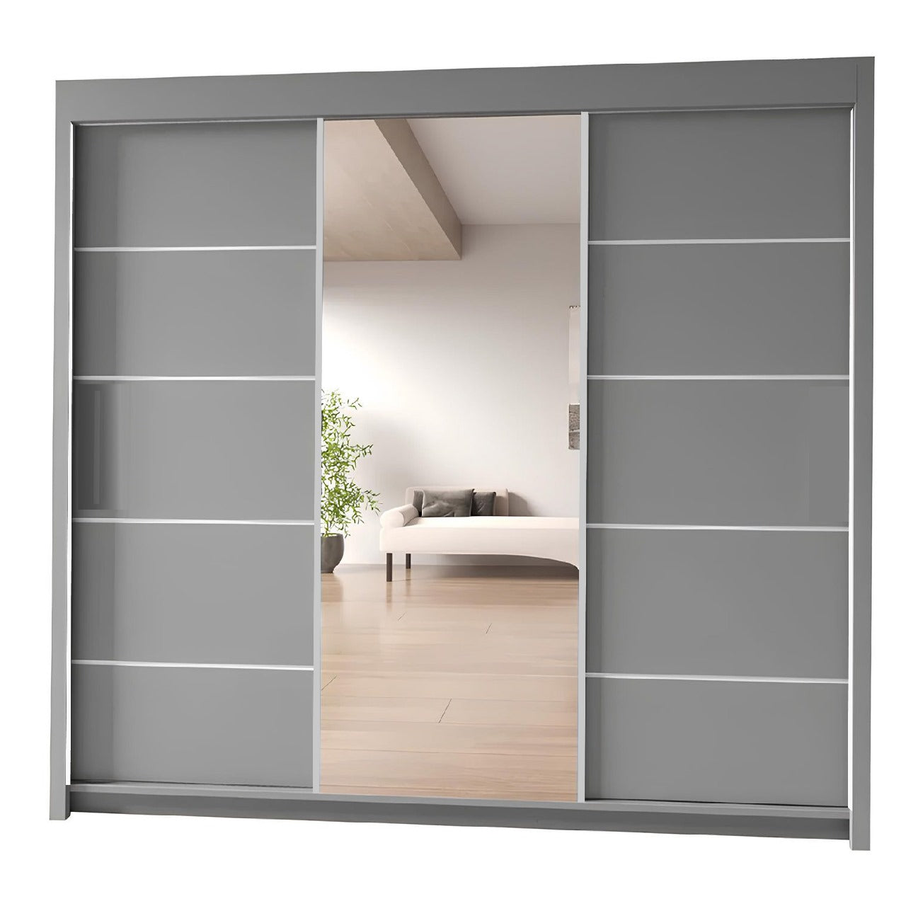 LYON Sliding Door Wardrobe with Mirror – 2 or 3 Doors – Multiple Sizes & Colours – Shelves, Rails & Drawers