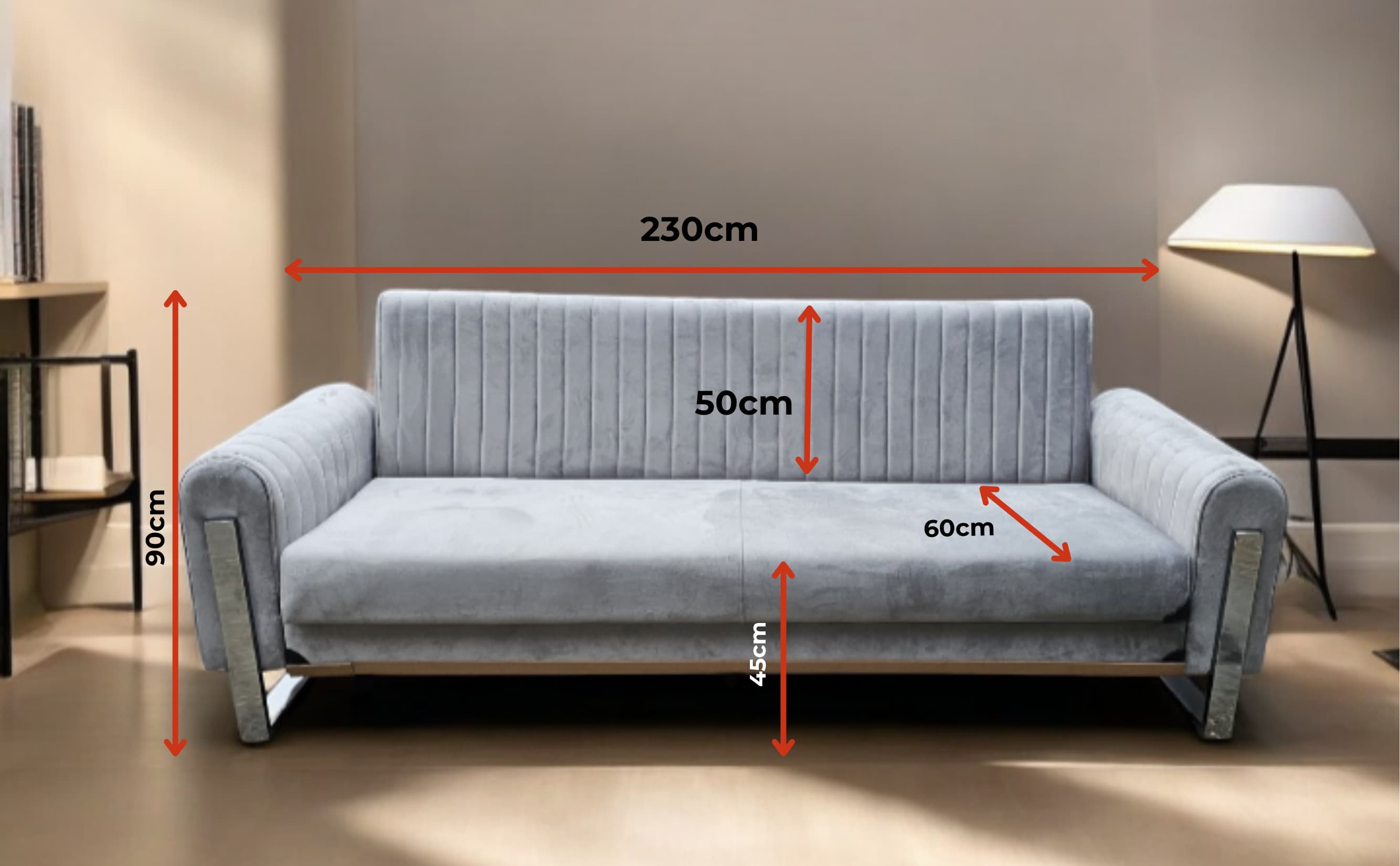 Houston 3-Seater Sofa Bed with Storage – Foam Cushion Click-Clack Sofa with 2 Cushions –